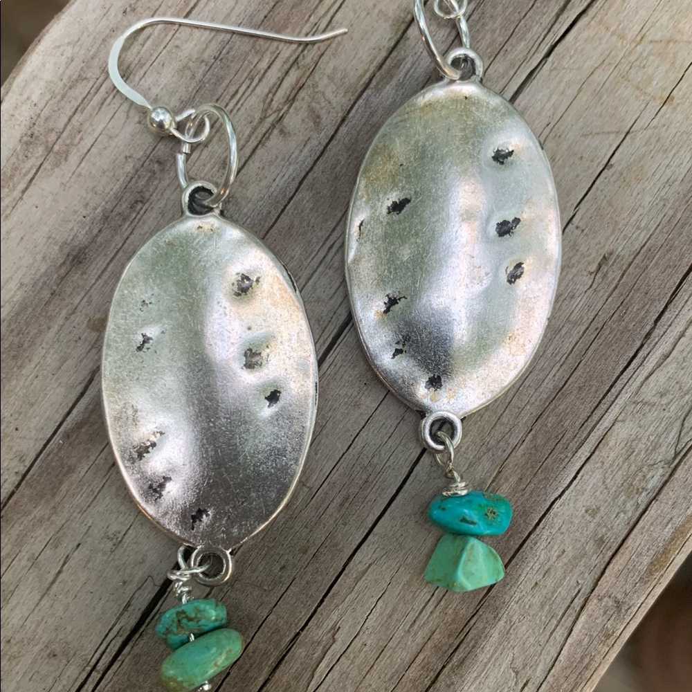 Turquoise Silver Plt. Disk with All wire is SS - Picture 2 of 6